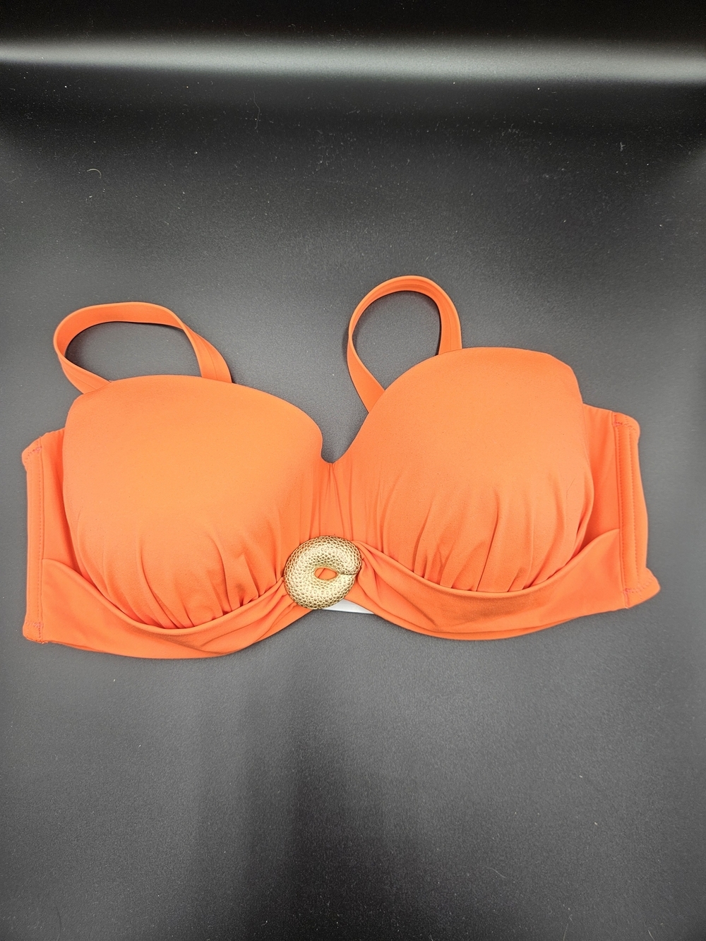Lise Charmel Casting Beauté Bikini Top 36E Bright Orange Underwire Swim Top NWT